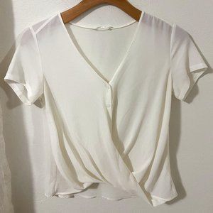 Lush - White cross front short sleeve blouse - Small